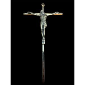 Crucifix 10” Jesus On A Cross Brass Vintage INRI Wall Hanger Catholic Tradition